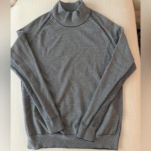 Peter Millar Striped Navy and White Mock Turtleneck Sweater